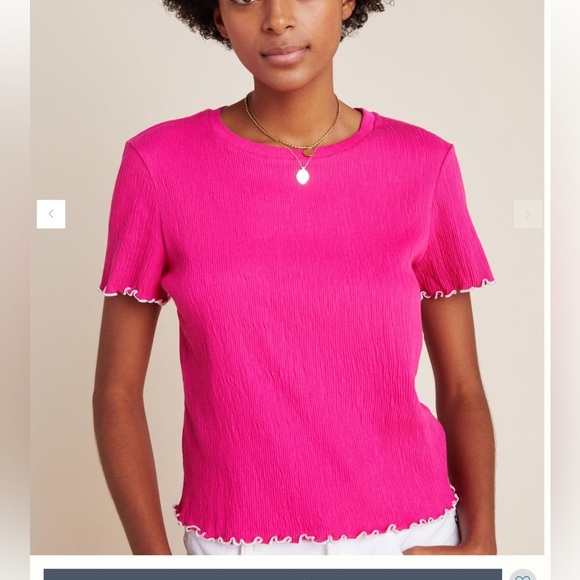Anthropologie Eri Ali Pink Cathleen Textured Tee, L , NWT - Picture 1 of 6